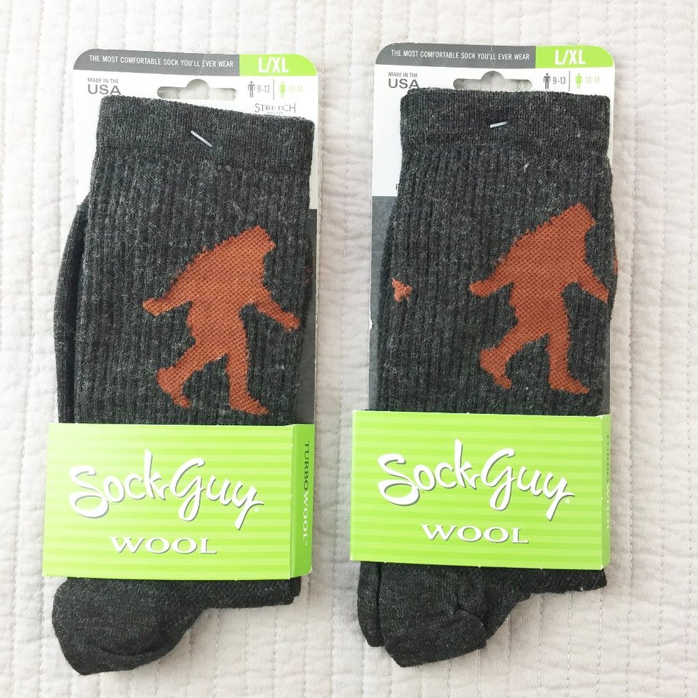 Sock Guy SASQUATCH 2 Pairs of Wool Socks L/XL NWT
